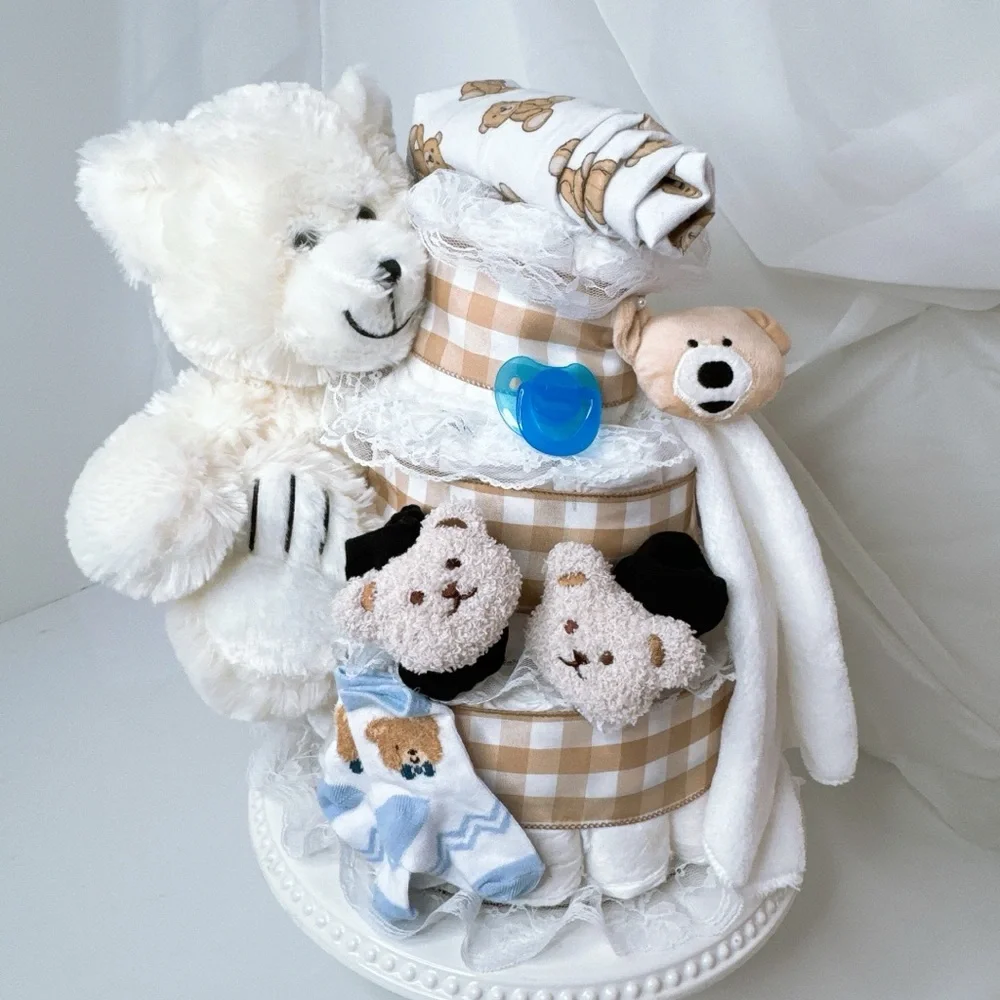 Teddy Bear Boy Diaper Cake, Baby Shower Gift